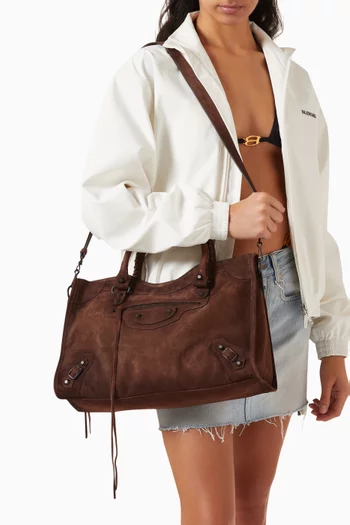 حقيبة لو سيتي متوسطة شمواه بطبقة شمع