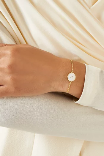 سوار سلسلة بتصميم زر بشعار الماركة نحاس مطلي