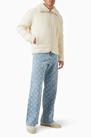 Ribbed Padded Jacket in Merino Wool