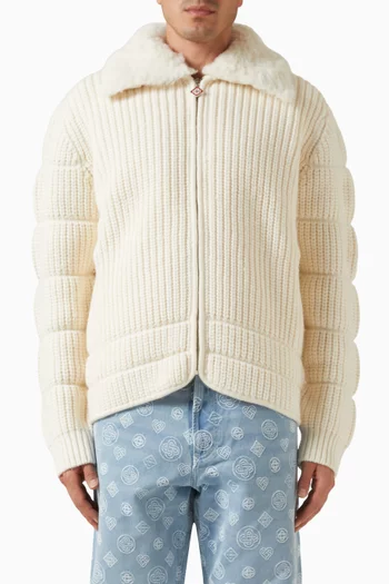 Ribbed Padded Jacket in Merino Wool