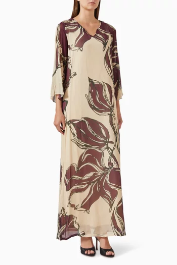 Floral-print Maxi Dress in Chiffon