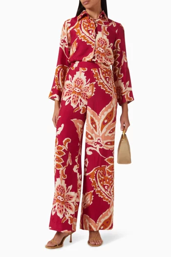 Floral-print Wide-leg Pants