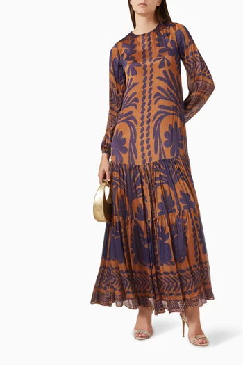 فستان طويل بنقشة زهور