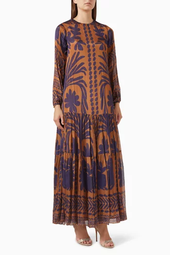 فستان طويل بنقشة زهور