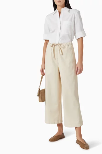 بنطال قصير دينم بقصة ساق واسعة