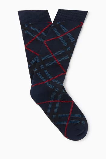 جوارب بنقشة مربعات نسيج قطن