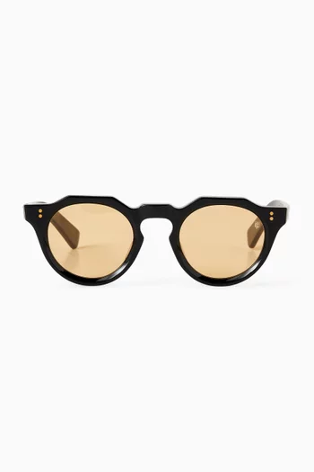 Monarch Onyx Round Sunglasses in Acetate