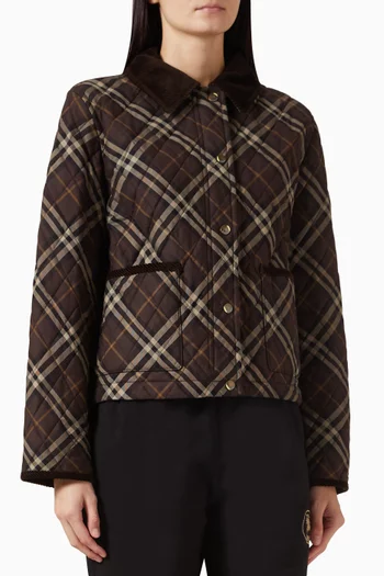 Check Quilted Jacket in Cotton