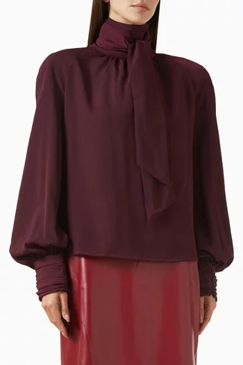 بلوزة بعقدة على الرقبة وقصة فضفاضة جورجيت