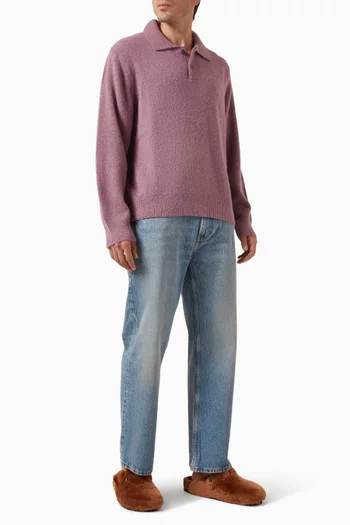 سترة بياقة بولو ونسيج ناعم من مزيج ألبكة