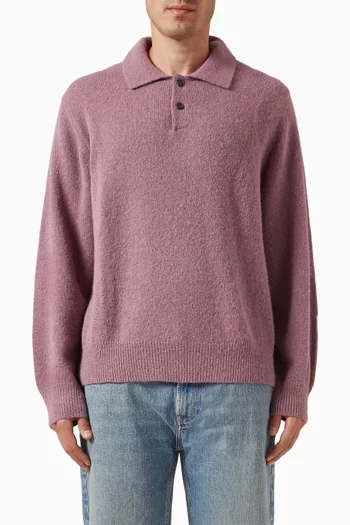 سترة بياقة بولو ونسيج ناعم من مزيج ألبكة