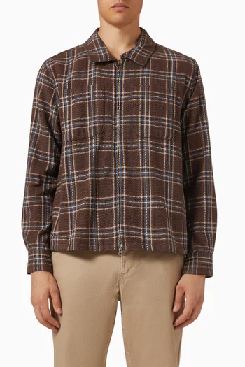 Venice Plaid Zip Shirt in Cotton