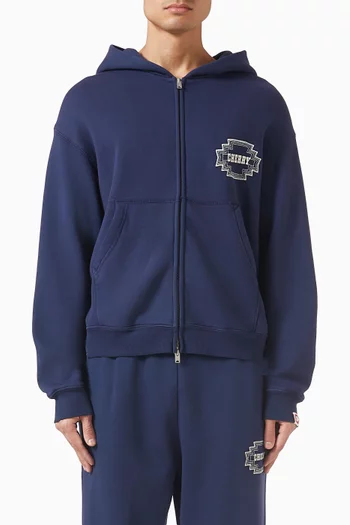 كنزة بغطاء رأس وسحّاب وتطريز نافاجو قطن