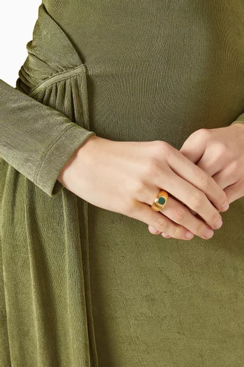 Wave Motion Malachite Signet Ring in 18kt Gold Vermeil