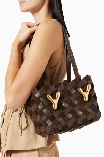 YY West 23 Woven Tote Bag in Calfskin Leather