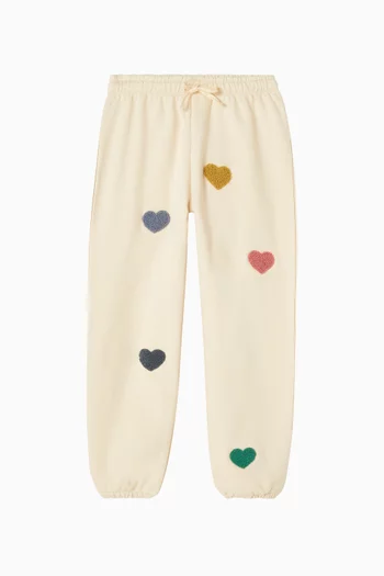 Lou Heart-motif Sweatpants in Organic Cotton-terry