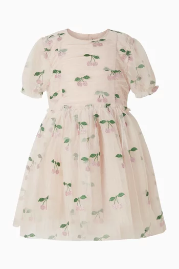 Cherries Embellished Dress in Tulle