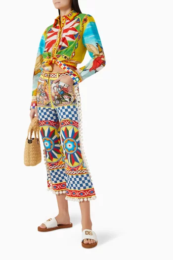Caretto-print Cropped Pants