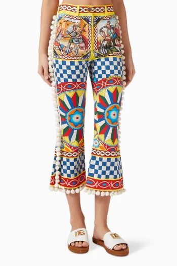 Caretto-print Cropped Pants