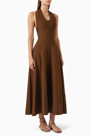 Melina Halter-style Midi Dress in Viscose-blend