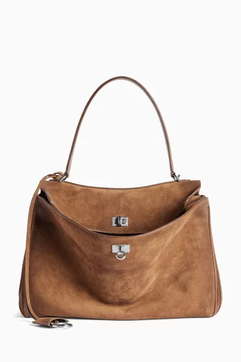 Medium Rodeo Handbag in Waxed Suede Calfskin