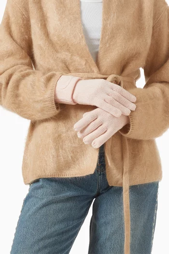 قفازات بشعار حرف C بارز الملمس مزيج صوف