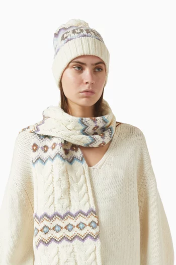 قبعة بيني بنقشة فير آيل مزيج صوف