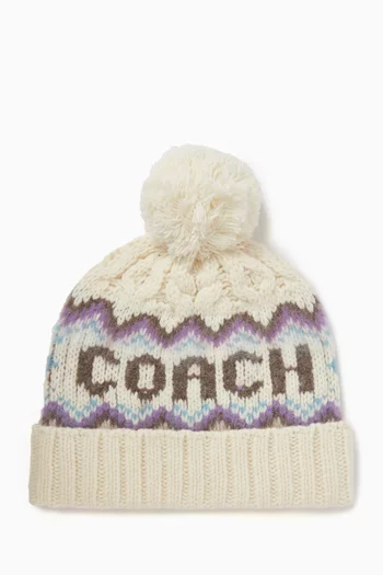 قبعة بيني بنقشة فير آيل مزيج صوف