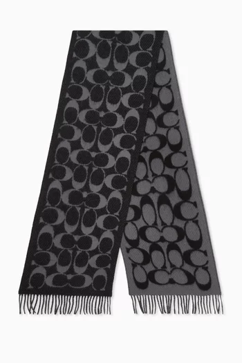 Signature C Muffler Scarf in Wool-twill