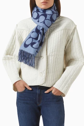 وشاح بنقشة شعار حرف C صوف تويل