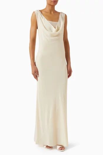 Piero Layered Midi Dress in Silk Crepe