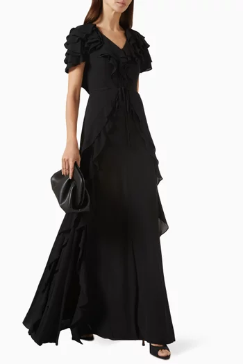 Ruffled-trim Maxi Dress