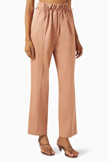 Drawstring Paperbag Pants in Cotton