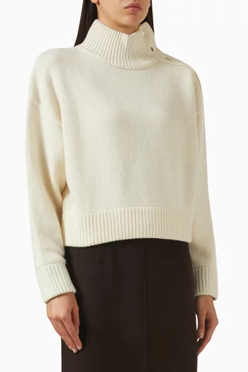 Button Turtleneck Sweater in Cashmere