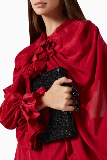 Knuckle Flat Pouch in Crystal-embellished Suede