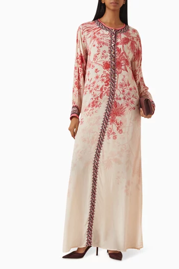 Faiza Floral-print Kaftan in Crepe