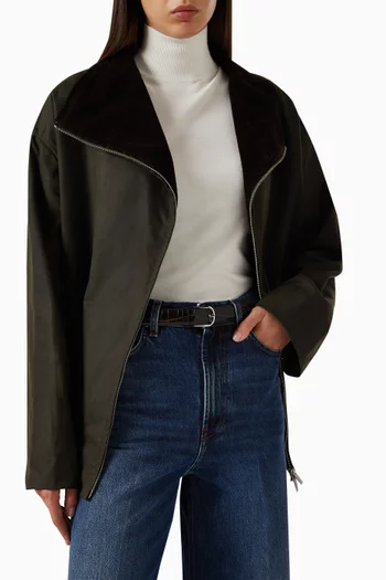 حزام رفيع جلد بنقشة جلد التمساح