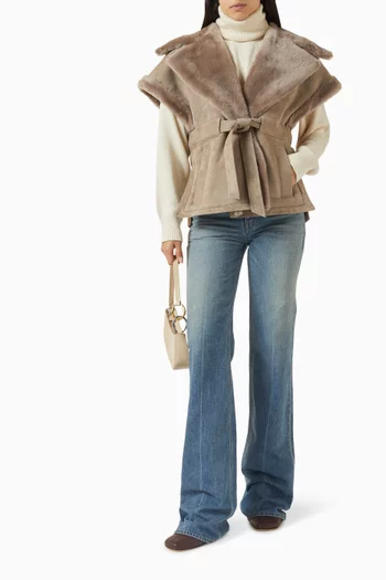 Raquel Belted Vest in Shearling