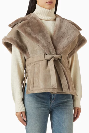 Raquel Belted Vest in Shearling