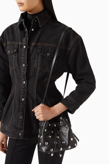 حقيبة باكيت هوكيت ميني مزينة بحلي جلد