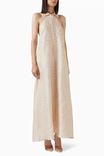 فستان باربارا مزين بنقشة استوائية