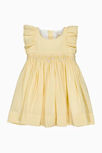 Clarisse Ruffle Smocked Dress in Cotton