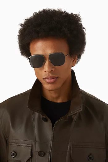 Victor Aviator Polarized Sunglasses in Stainless Steel