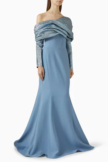 Off-shoulder Mermaid Gown in Crepe