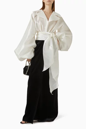 Puffed-sleeves Organza Maxi Dress