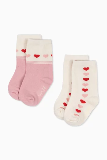 Heart Jacquard Socks in Bamboo-blend, Set of 2