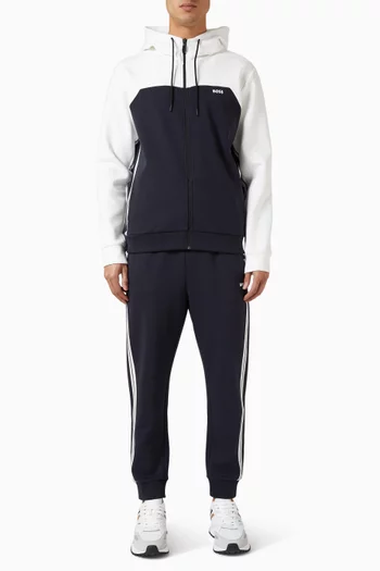 كنزة بغطاء رأس مقسمة بألوان قطن