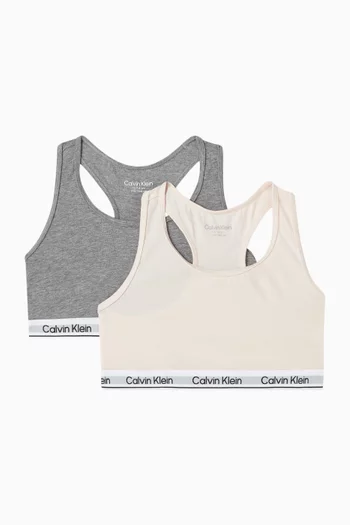 طقم حمالات صدر بشعار الماركة قطن مطاطي، 2 قطع