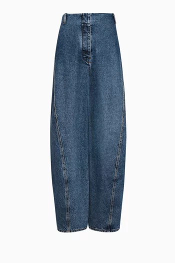 بنطال جينز كارغو بقصة ساق أسطوانية دينم