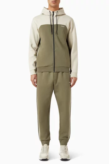 كنزة بغطاء رأس مقسمة بألوان قطن